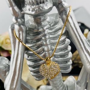 Vintage Gold and Rhinestone Heart Pendant Necklace by Sarah Coventry